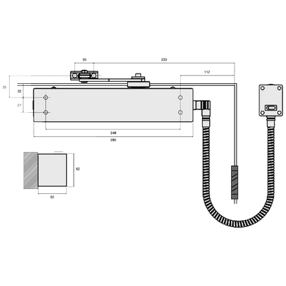 UNION CE4F-E Size 4 Electromagnetic Overhead Door Closer With Swing Free Or Hold Open Facility