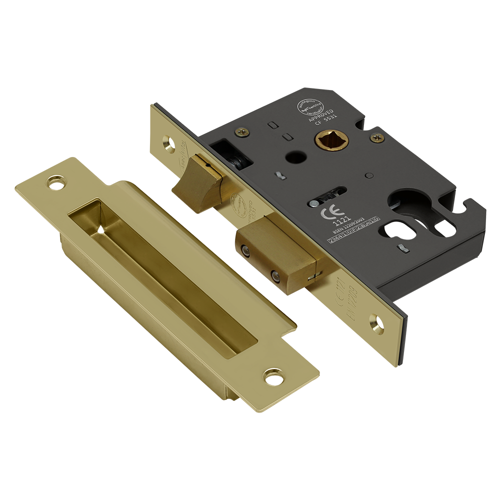 ASEC Vital Mortice Euro Sashcase 65mm - Polished Brass