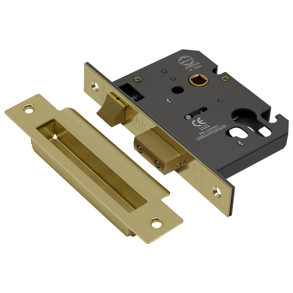 ASEC Vital Mortice Euro Sashcase 75mm - Polished Brass