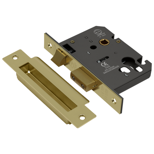 ASEC Vital Mortice Euro Sashcase 75mm - Polished Brass