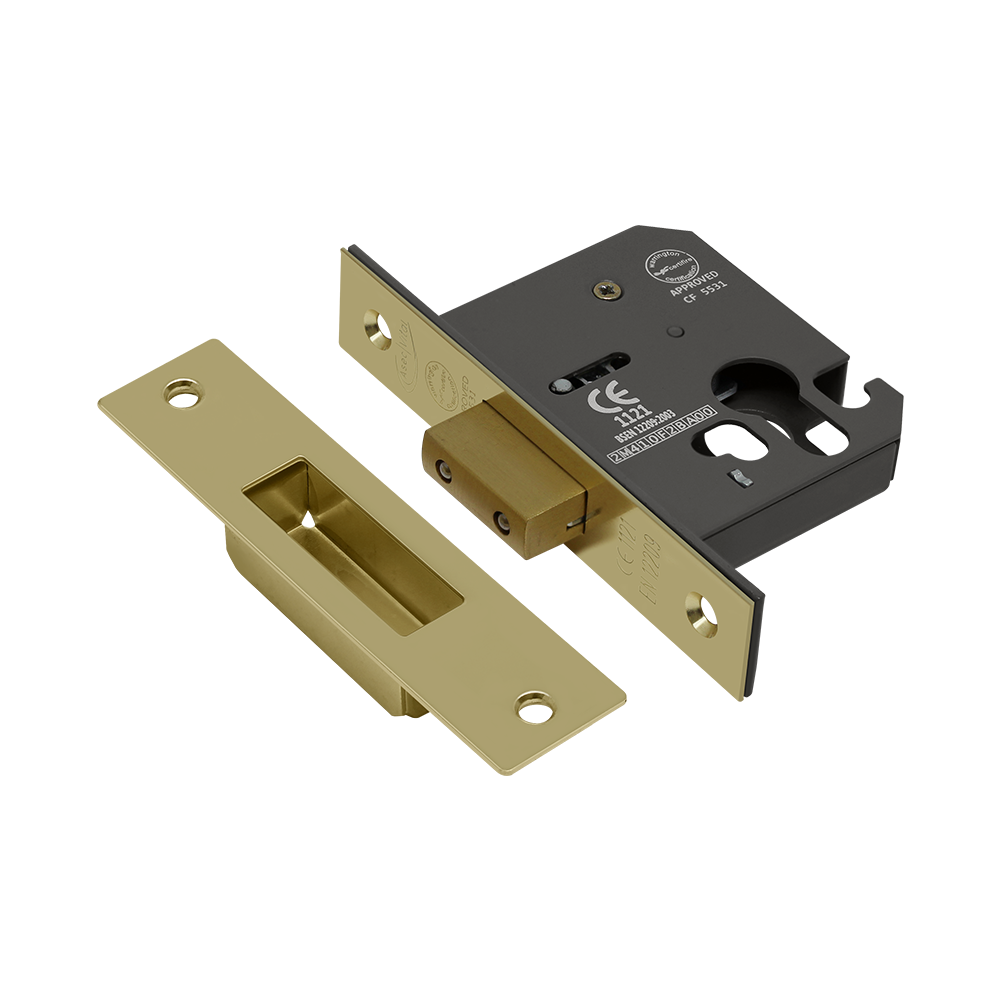 ASEC Vital Mortice Euro Deadcase 65mm - Polished Brass