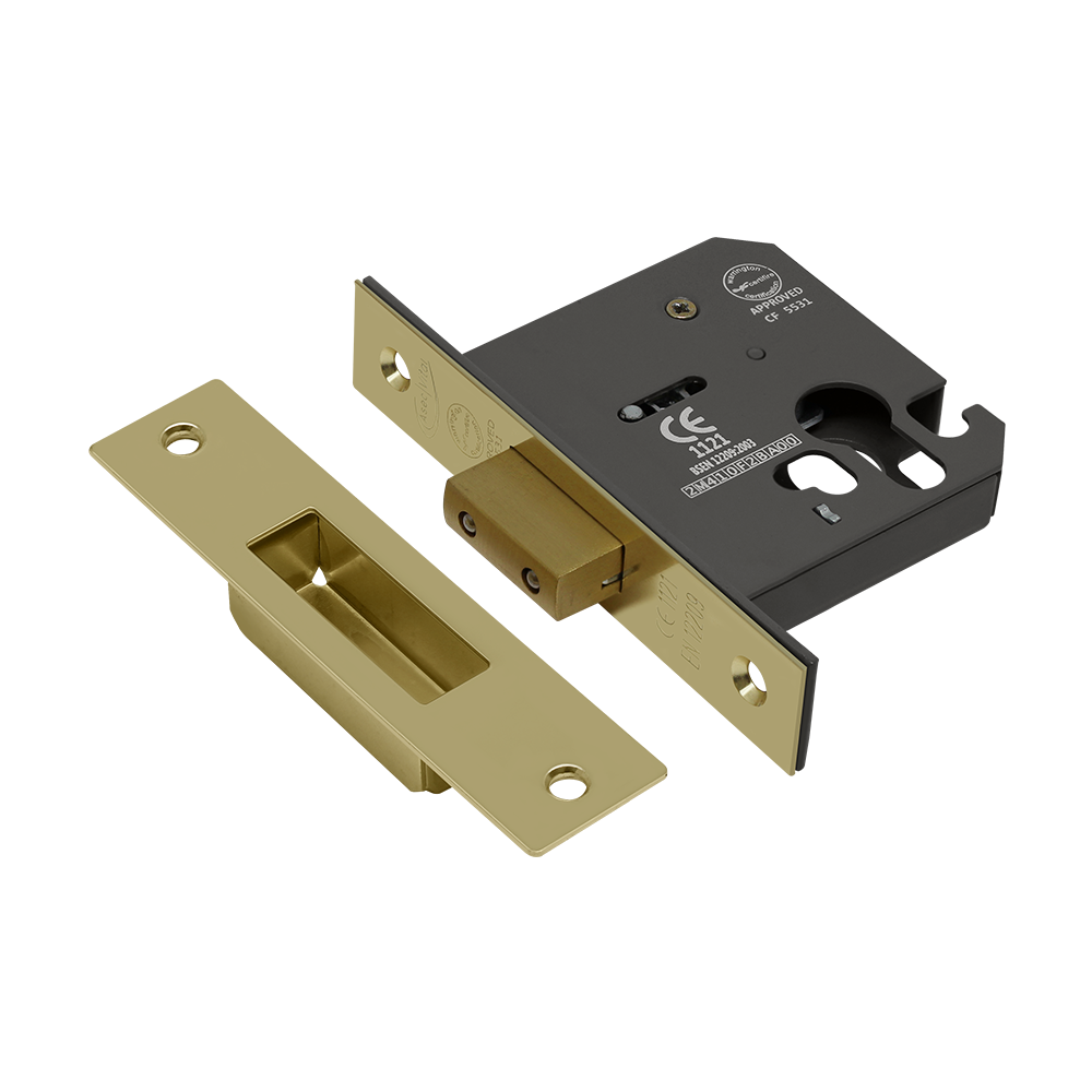 ASEC Vital Mortice Euro Deadcase 75mm - Polished Brass