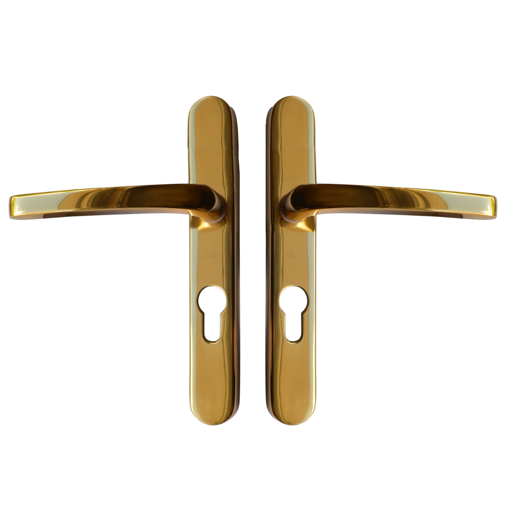 ASEC Vital Lever Long Backplate 211mm Screw Centres Polished Gold