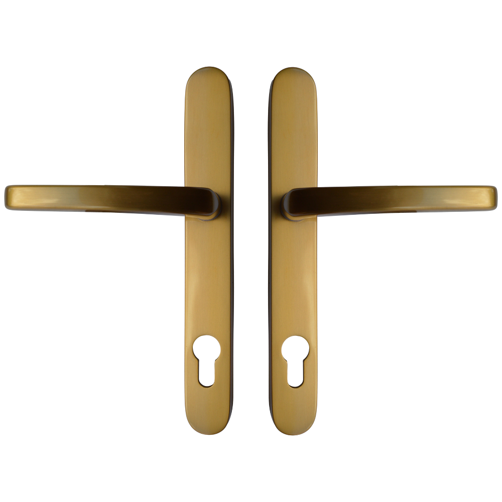 ASEC Vital Lever Long Backplate 211mm Screw Centres Brushed Gold