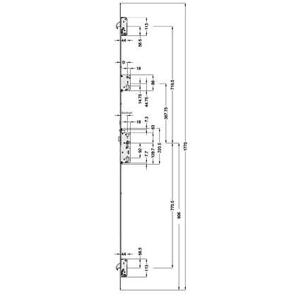 WINKHAUS AV4-F Heritage 2070 Auto Locking Latch & Deadbolt 20mm Radius 1770mm Length 2 Hook