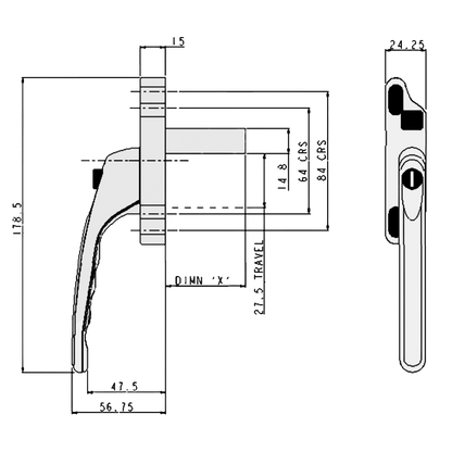 Winlock Odyssey Offset 48mm Tongue Drive Window Handle