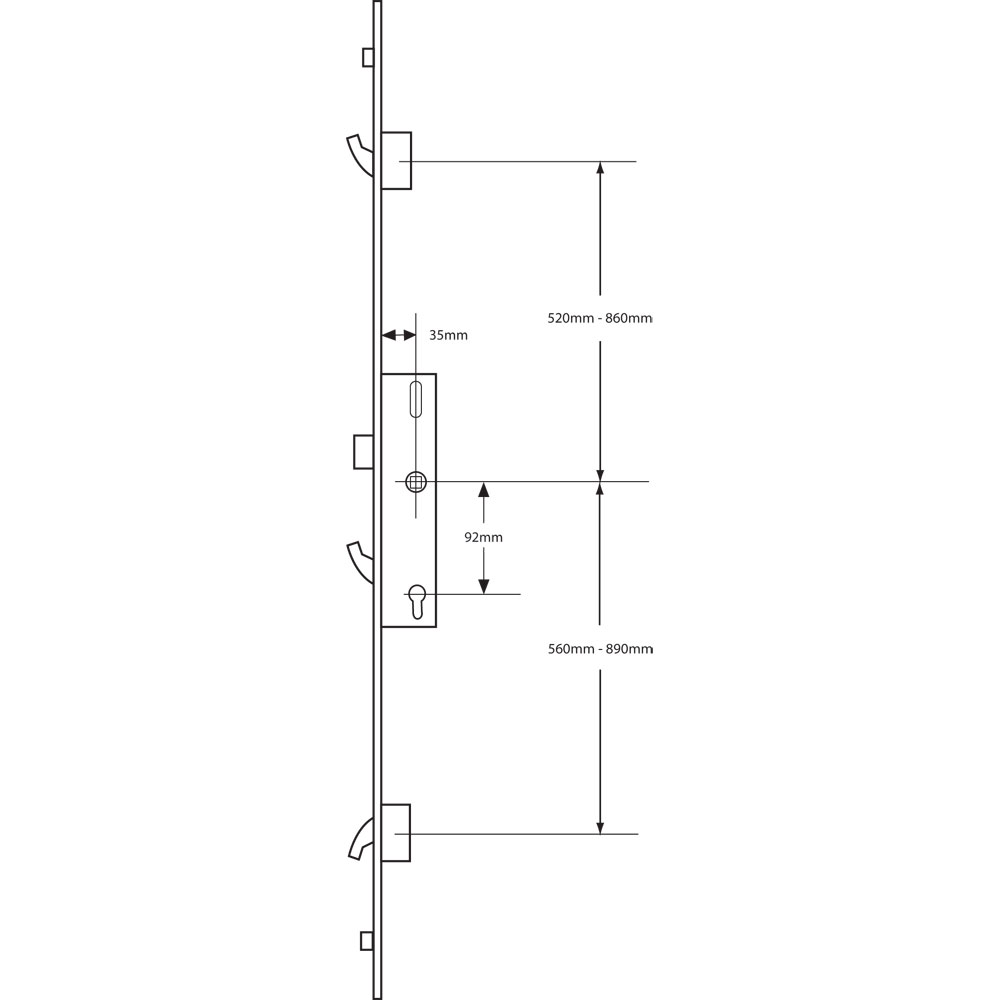 DOORMASTER Adjustable Lever Operated Latch & Hook - 2 Adjustable Hooks (UPVC Door)