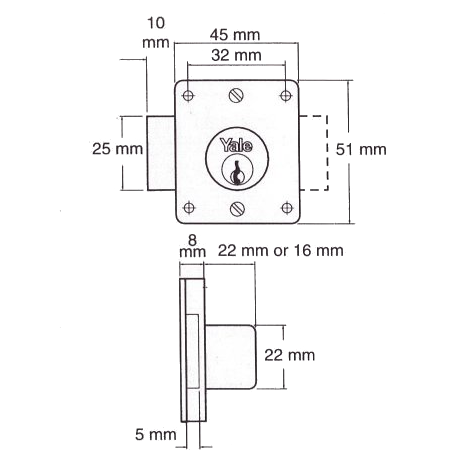 YALE 076 Cylinder Straight Cupboard Lock