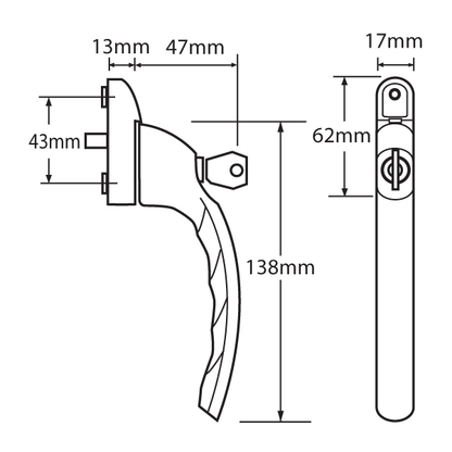 YALE UPVC Espag Handle Inline