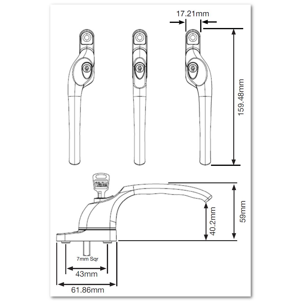 YALE YWHLCK40 Espag Offset Window Handle