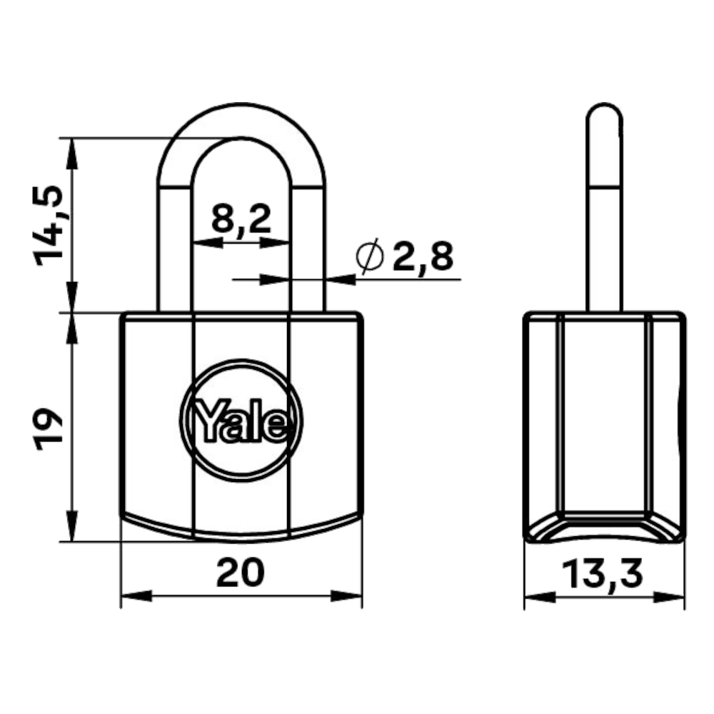 YALE Y110JB Brass Open Shackle Padlock - Pack of 4