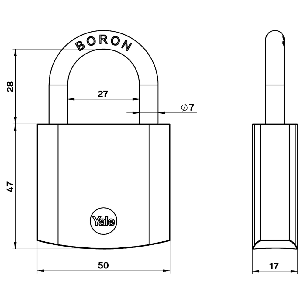 YALE Y120B Brass Padlock With Chrome Finish