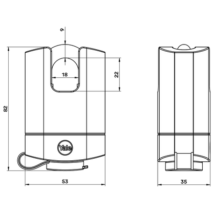 YALE Y220B High Security Closed Shackle Weatherproof Padlock