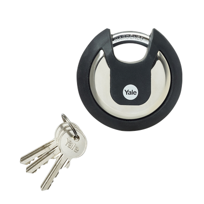 YALE Y130B Maximum Security Stainless Steel Discus Padlock With Cover