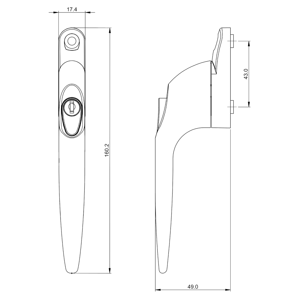 YALE Quartus In-Line Espag Window Handle