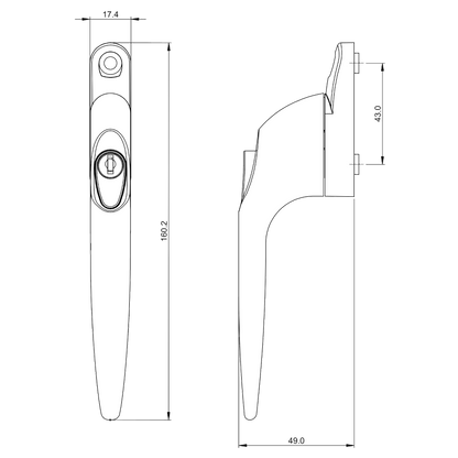 YALE Quartus In-Line Espag Window Handle