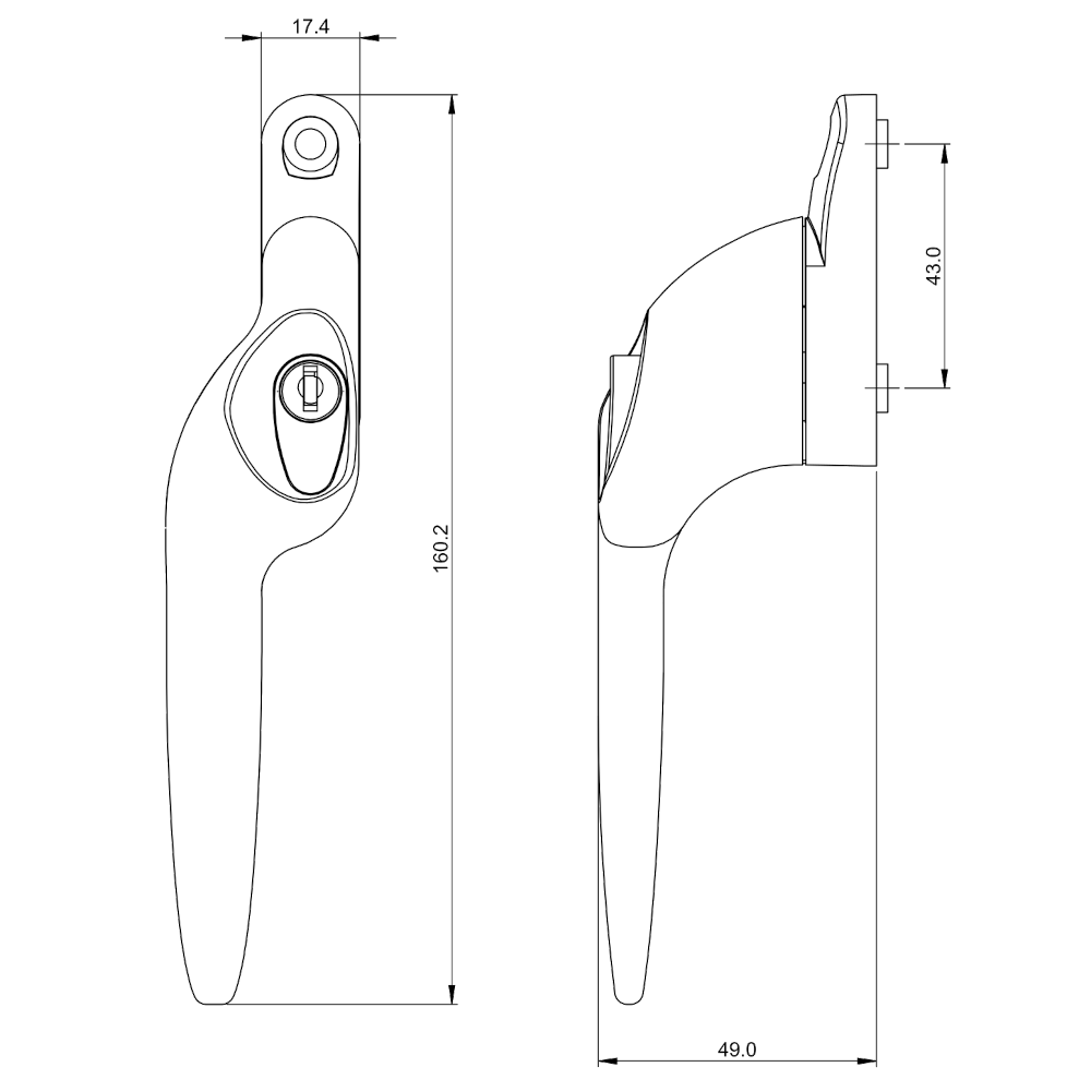 YALE Quartus Offset Espag Window Handle