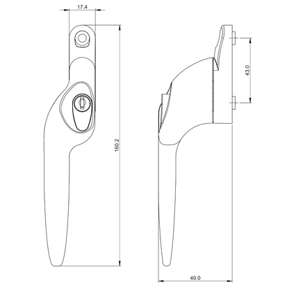 YALE Quartus Offset Espag Window Handle