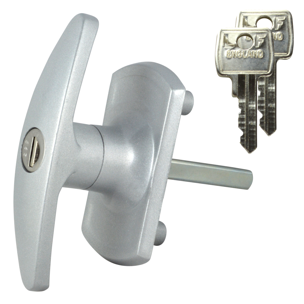 L&F 1613 Garage Door Lock SILVER 55mm x 8mm Square Spindle - Silver