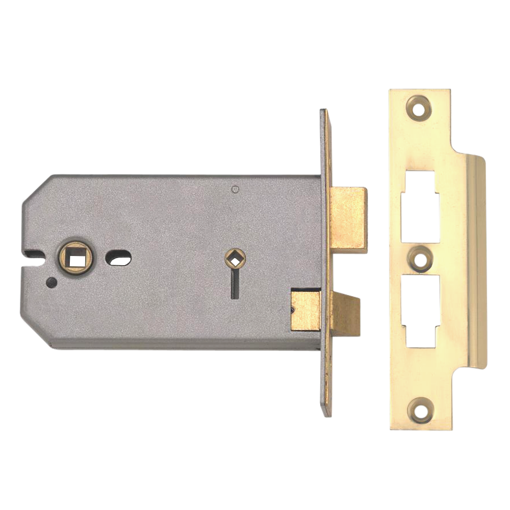 UNION 2026 Horizontal Mortice Bathroom Lock 152mm - Polished Lacquered Brass