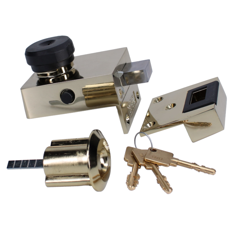 UNION 4L67E Auto Deadlocking AVA Rimlock 60mm Pro - Polished Brass