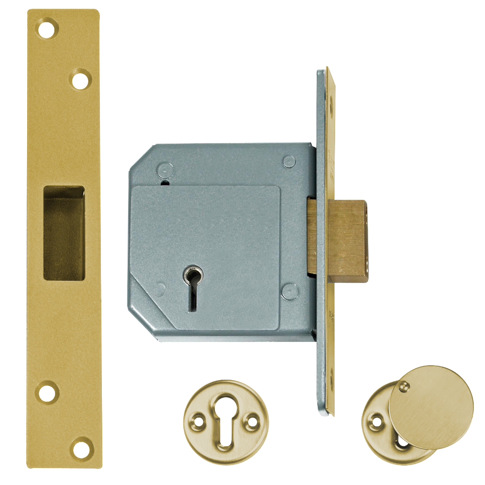 UNION C-Series 3G114 5 Lever Deadlock 80mm Keyed To Differ - Polished Brass