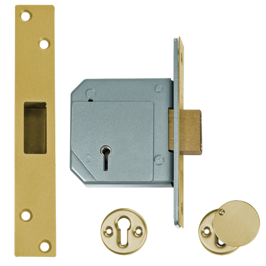 UNION C-Series 3G114 5 Lever Deadlock 80mm Keyed To Differ - Polished Brass