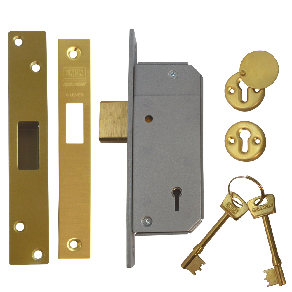 UNION C-Series 3G220 Detainer Deadlock Keyed To Differ - Polished Brass
