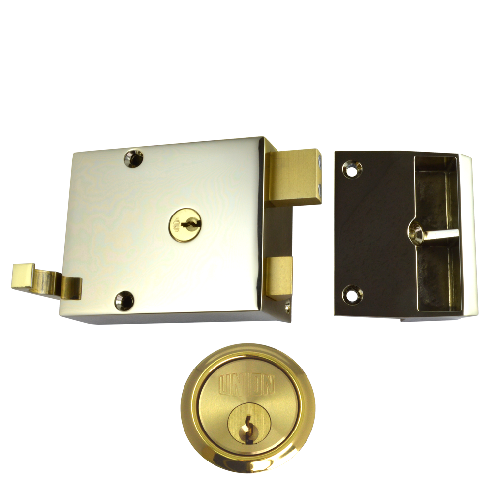 UNION 1332 & 1334 Drawback Rimlock 60mm Case Cyl Pro - Electro Brass