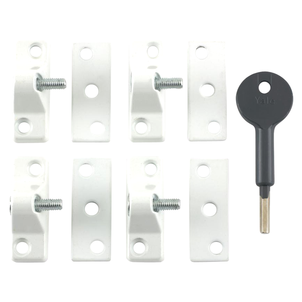 YALE 8K118 Casement Window Lock - 4 Pack 4 Locks + 1 Key Pro - White