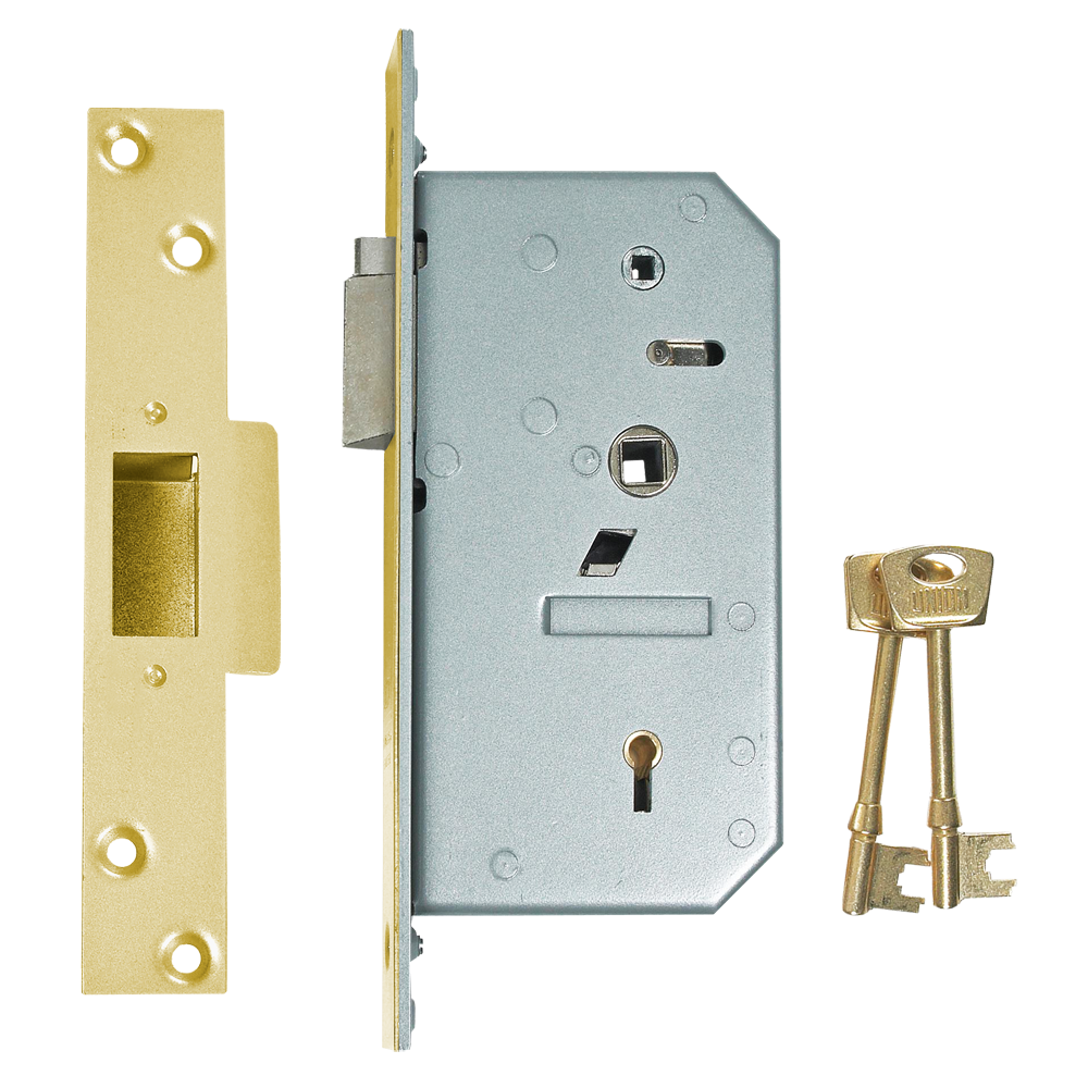 UNION C-Series 3R35 Deadlocking Latch 80mm Keyed To Differ 3R35 Left Handed - Polished Brass