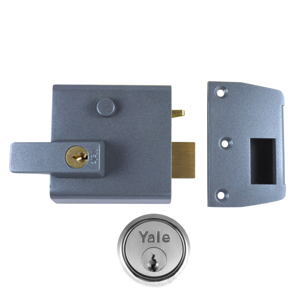 YALE No.1 & No.2 Auto Deadlocking Nightlatch 60mm / P1 - Dull Metal Grey