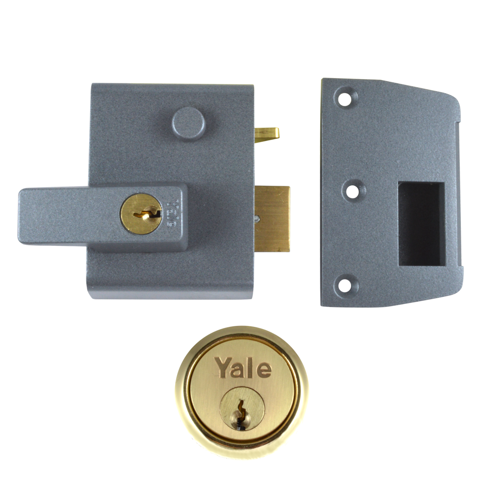 YALE No.1 & No.2 Auto Deadlocking Nightlatch 40mm / PB P2 - Dull Metal Grey