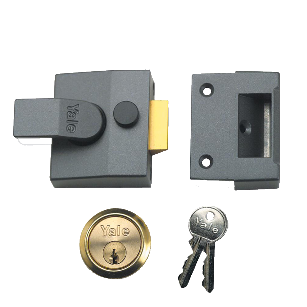 YALE 84 & 88 Non-Deadlocking Nightlatch 40mm with Cylinder Pro 84 - Dull Metal Grey