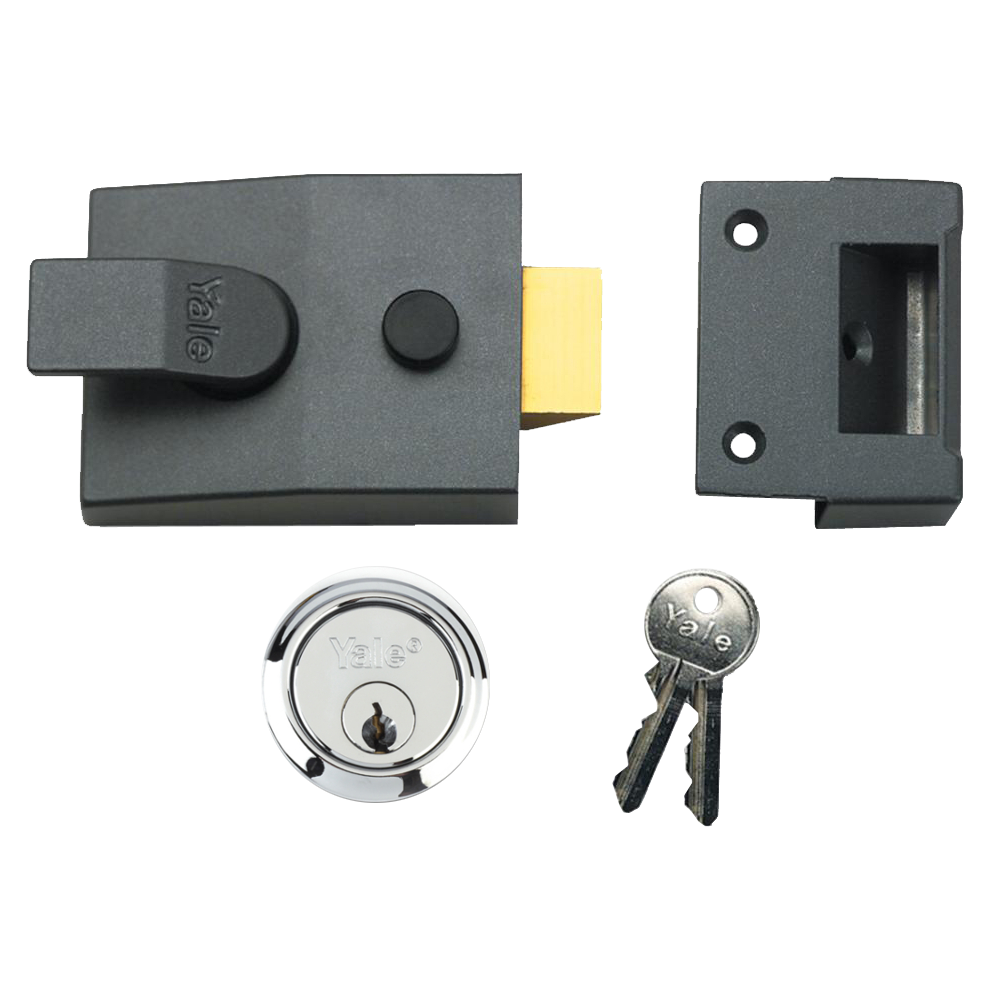 YALE 84 & 88 Non-Deadlocking Nightlatch 60mm with Cylinder 88 - Dull Metal Grey