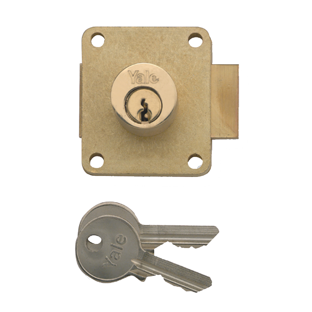 YALE 076 Cylinder Straight Cupboard Lock 16mm Keyed To Differ - Polished Brass