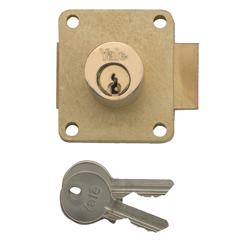 YALE 076 Cylinder Straight Cupboard Lock 22mm Keyed To Differ - Polished Brass