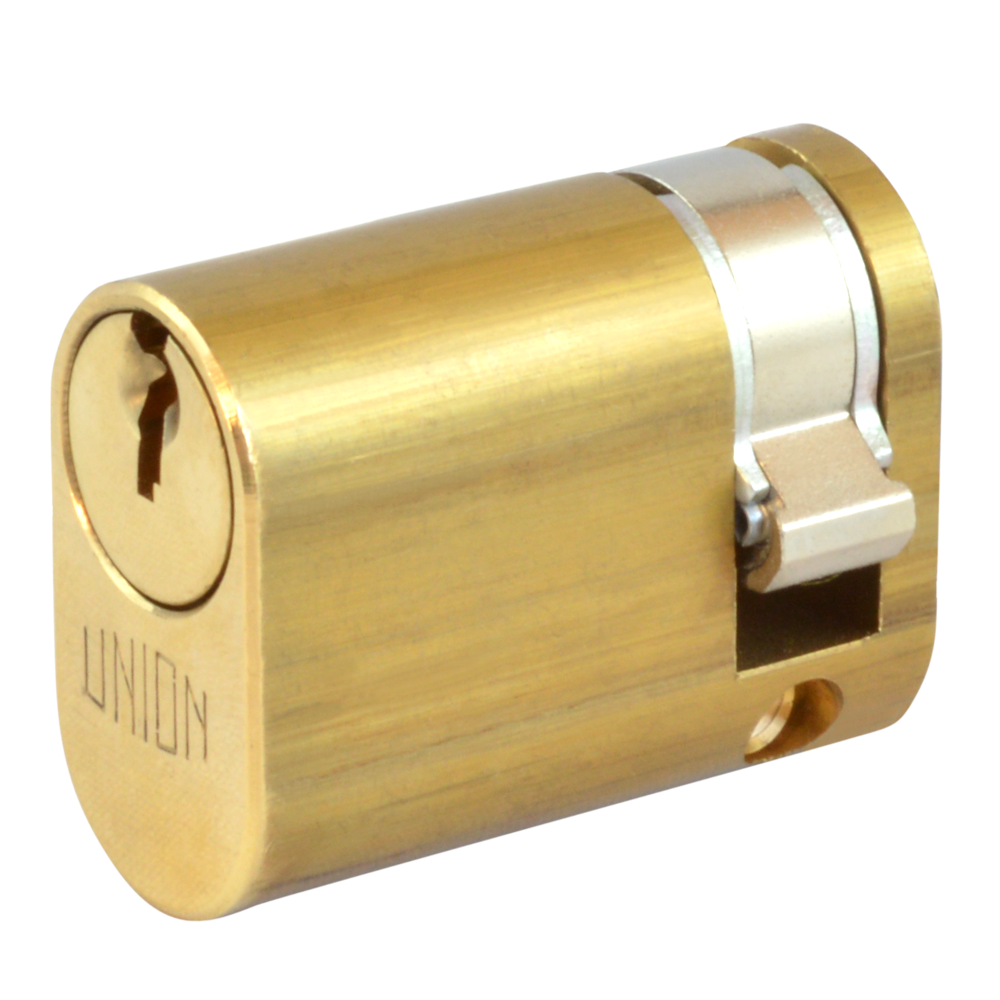 UNION 2x8 Oval Half Cylinder To Suit 2332 Oval Profile Nightlatches 40mm 30/10 Keyed To Differ PB - Polished Lacquered Brass