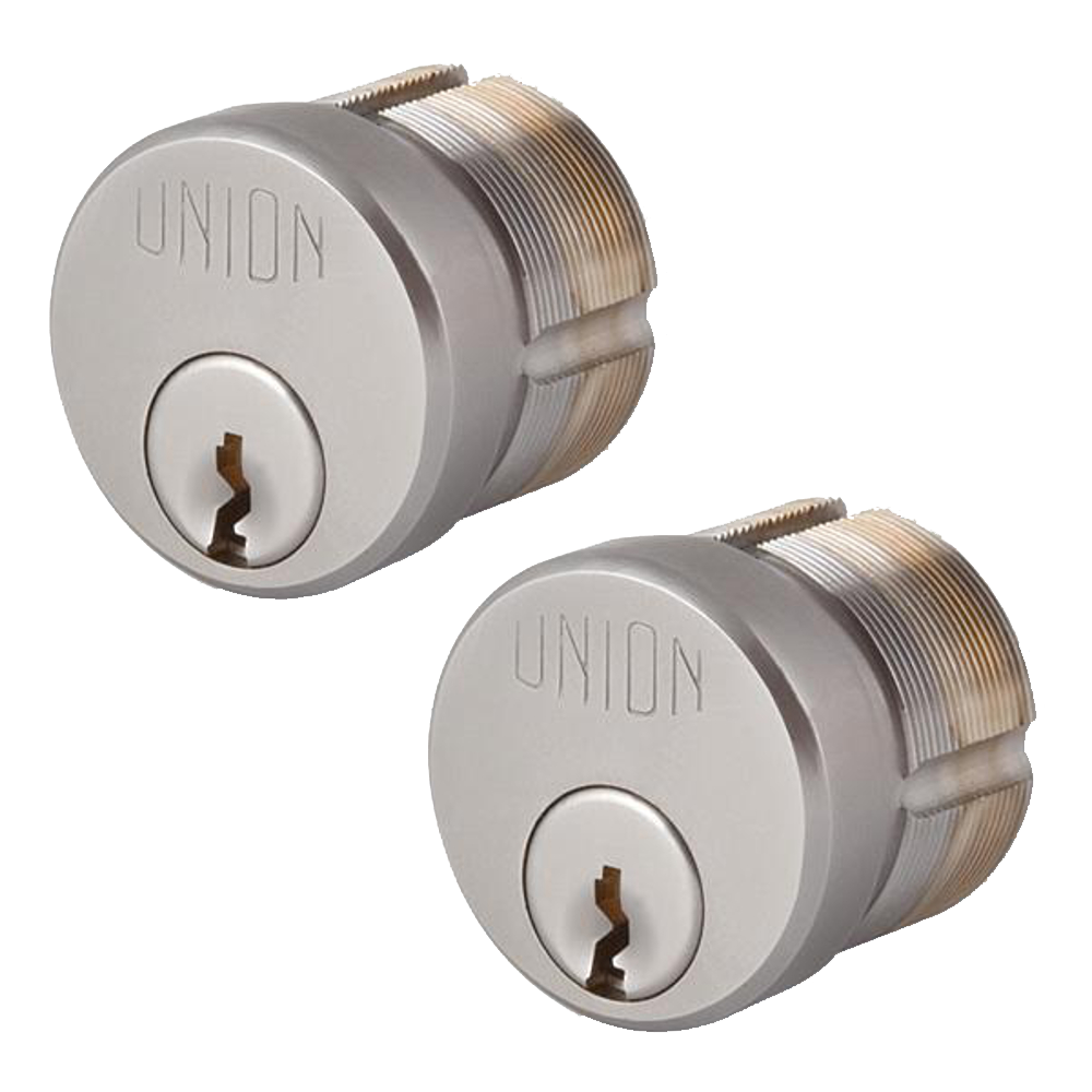 UNION 2X11 Screw-In Cylinder Keyed To Differ Pair 4 keys - Satin Chrome