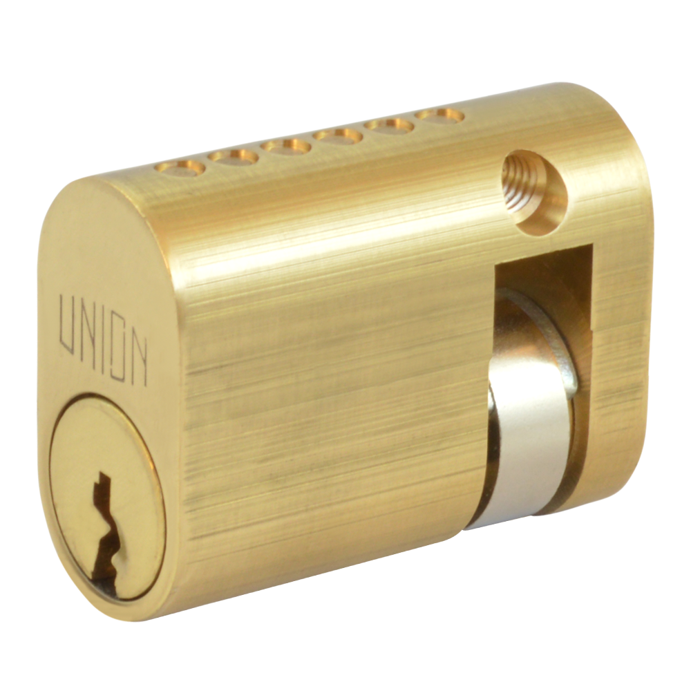 UNION 2x1 Oval Half Cylinder 40mm 30/10 Keyed To Differ PB - Polished Lacquered Brass