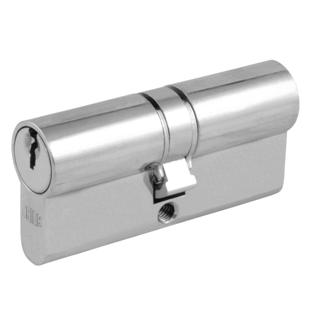 UNION 2X18 Euro Double Cylinder 65mm 32.5/32.5 27.5/10/27.5 Keyed To Differ - Satin Chrome
