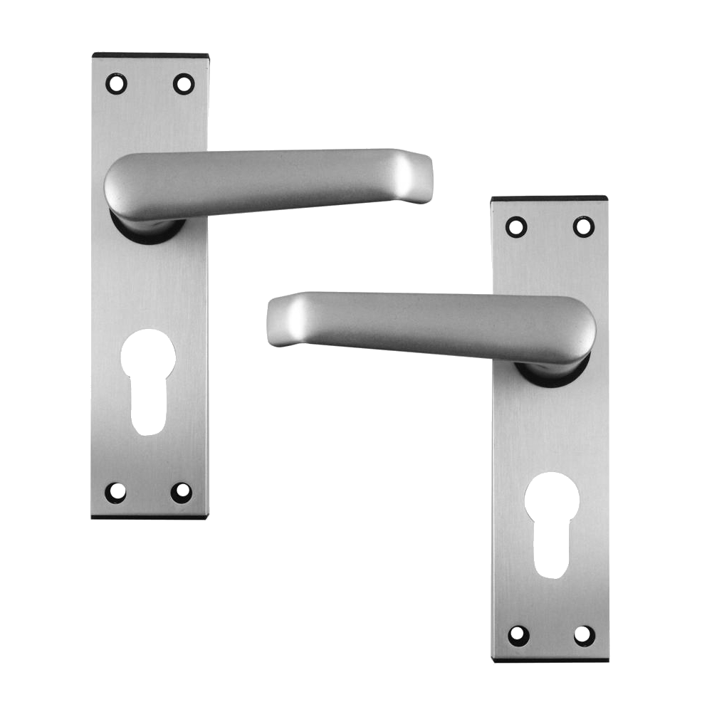 UNION 366 Ambassador Plate Mounted Lever Furniture Formerly Wellington Euro Lever Lock - Anodised Silver