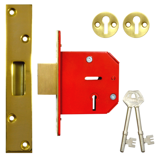 Worral 8852 5 Lever Deadlock 75mm Keyed To Differ - Polished Brass