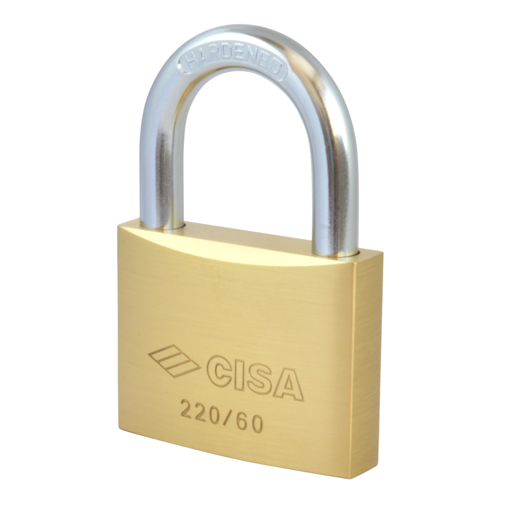 CISA 22010 KD Open Shackle Brass Padlock 60mm Keyed To Differ - Brass