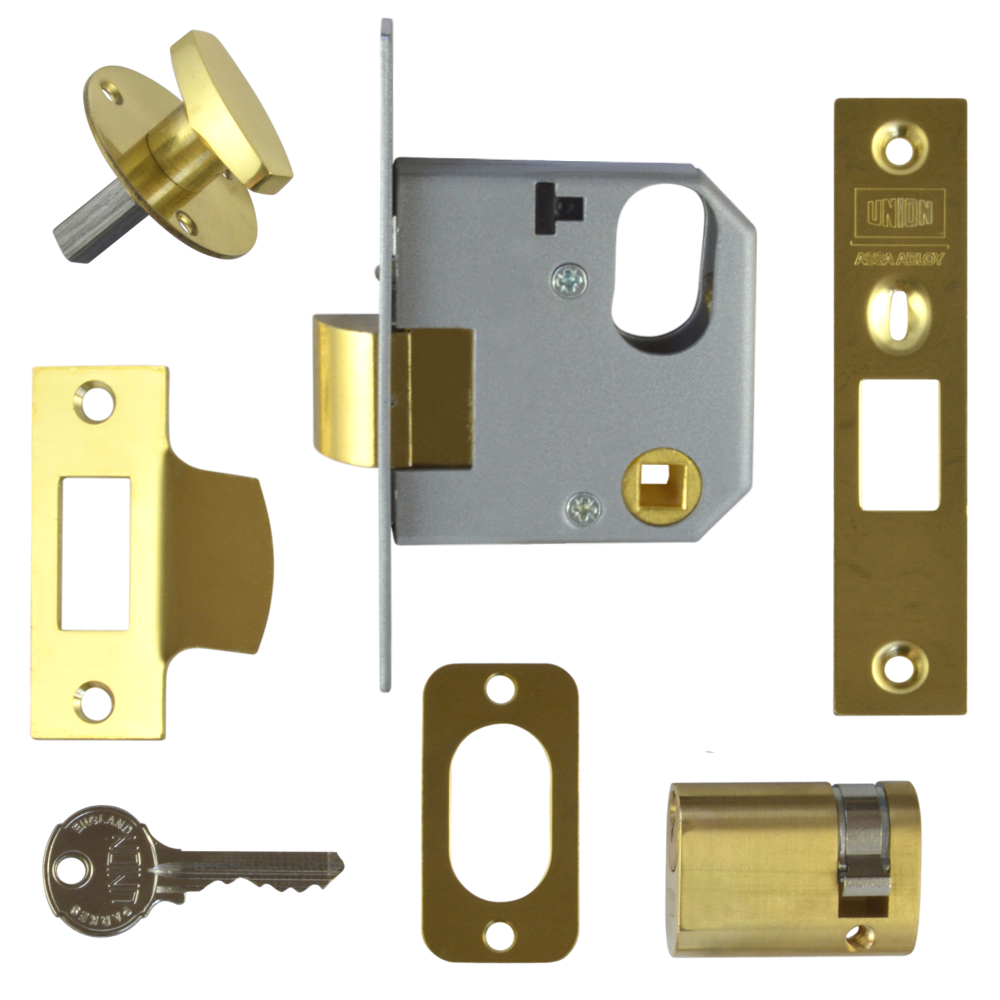UNION 2332 Oval Nightlatch 64mm - Polished Lacquered Brass