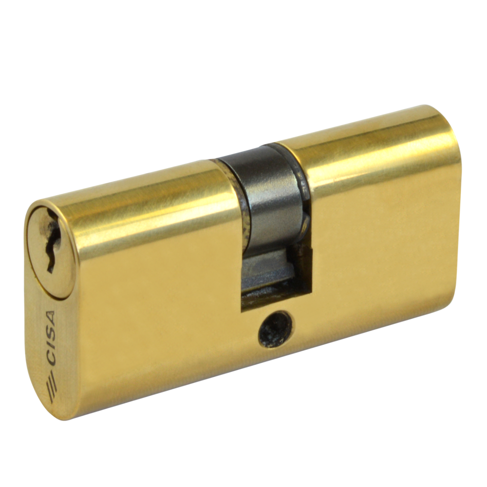 CISA C2000 Small Oval Double Cylinder 55mm 27.5/27.5 22.5/10/22.5 Keyed To Differ - Polished Brass