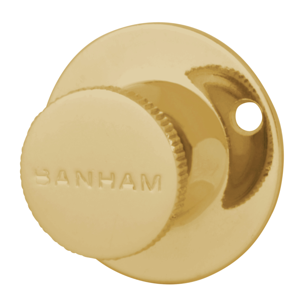 Banham R102 Security Bolt Turn Knob 40mm - Polished Brass