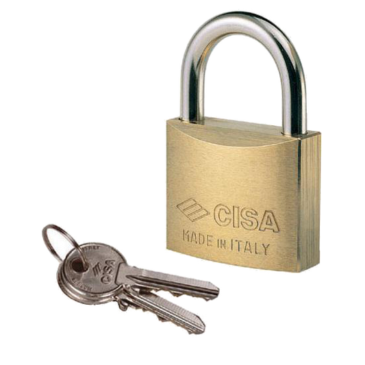 CISA 22010 KA Open Shackle Brass Padlock 30mm Keyed Alike `GA0200` - Brass