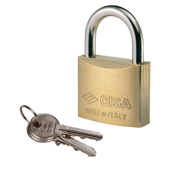 CISA 22010 KA Open Shackle Brass Padlock 30mm Keyed Alike `GA0386` - Brass