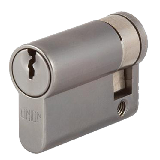UNION 2X20A Euro Half Cylinder 40mm 30/10 Keyed To Differ - Satin Chrome